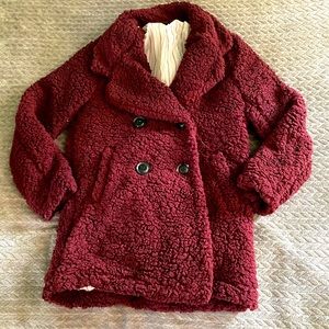SMALL Haute Monde burgundy teddy Sherpa coat
